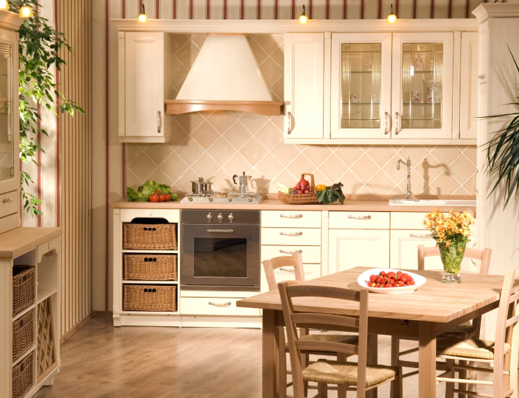 kitchen with Corian countertop installation