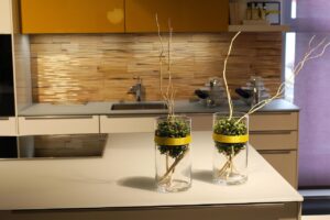 plants on solid surface countertops